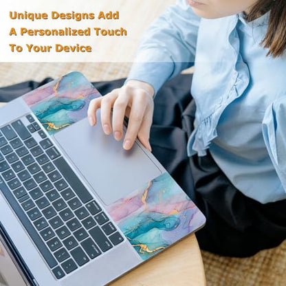 Universal Laptop Skin Sticker with 2 Wrist Pad Decals, 3-Piece Removable Vinyl Laptop Cover, Marbles Waterproof Anti-Scratch, Easy-Trim Fit for 13.3" 14" 15.6" Laptops - color: Marbles