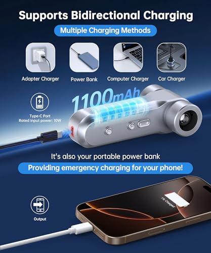Compressed Air Duster-150000RPM Metal Electric Air Blower with LED Light and Stepless Speed Regulation, USB Rechargeable Mini Portable Cordless Motor Air Blower for Computer,Keyboard, House and Car