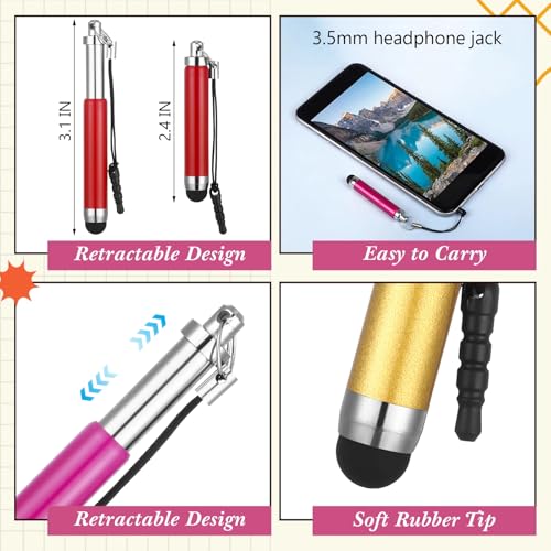 Relaxweex 20 Pcs Mini Stylus Pen Capacitive Resistive Touchscreen Pens Retractable Stylus Pen for All Smartphones, Mobile Phones, Tablets Universal Touchscreen Devices