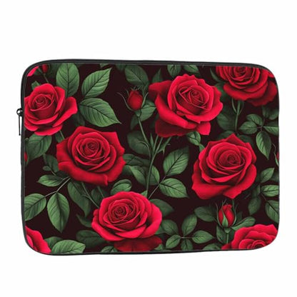 Laptop Sleeve Bag 15.4 15.6 Inch,Red Roses Red Flowers Floral Green Leaves Protective Polyester Computer Cases Laptop Cover Briefcase Bag Tablet Travel Cover - color: LPS-011