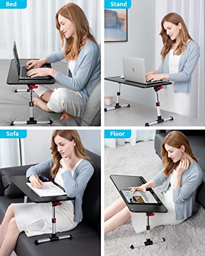 SAIJI Laptop Bed Tray Table, Adjustable Home Office Standing Desk Portable Lightweight Foldable Lap Desk for Sofa Couch Floor Working Studying Reading Writing Eating,Fit Up to 17" Laptop(Large，Black) | Adjustable Standing Desk Foldable for Sofa Couch Floo