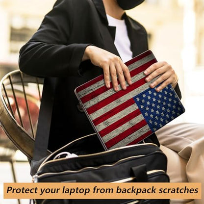 Laptop Skin Sticker for 12.1”-15.6“ Laptops (Fits 13”, 13.3”, 14”, 15”, 15.4”) | Protective Universal Reusable Vinyl Art Decal Cover | Waterproof & Scratch-Resistant-Retro American Flag - color: Retro American Flag