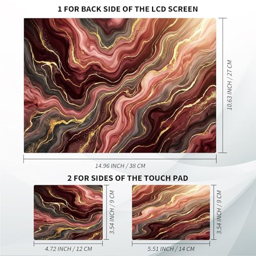 Universal Laptop Skin, DIY Cut-to-Fit Vinyl Cover Compatible with HP, Dell, Lenovo, Mac (13.3" to 15.6"), Anti-Scratch, No Residue & Bubble-Free Protective Decal Sticker, Burgundy Gold Marble - color: Burgundy Gold Marble