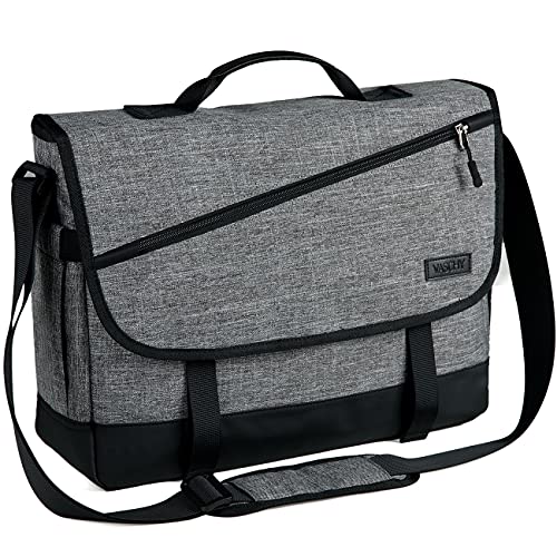 VASCHY 14-17inch Laptop Messenger Shoulder Bag for Men,Work,Travel | Lightweight Computer Briefcase,Crossbody School Bag with Laptop Sleeve/Shoulder Pad,Water Resistant Polyester Man Bag - color: Gray 17in Laptop, size: 17 inch