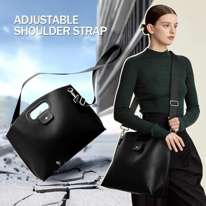 KALIDI Messenger Bag 16 Inch Slim Laptop Vegan Leather Briefcase Crossbody Tote for 15.6" Notebook Business Work Office Bag - color: Black