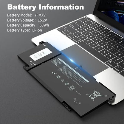 7FMXV 63Wh Laptop Battery Replacement for Dell Latitude 7420 5320 7320 7520 Latitude 7320 2-in-1, 5320 2-in-1, 7420 2-in-1 Series, TN2GY 4M1JN MHR4G 9JM71 CN-0727CG CN-0TN2GY 0727CG 1PP63 727CG OTN2GY - size: 9.9 * 4 * 0.2 Inch 7FMXV