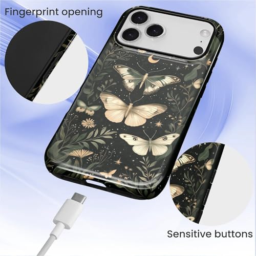 CARLOCA Case for iPhone 17 Pro,Gothic Dark Butterfly Design Hybrid Dual Protection Soft TPU Hard PC Shockproof Anti Scratch Men & Women Stylish Protective Phone Case - color: Gothic Dark Butterfly, size: iPhone 17 Pro