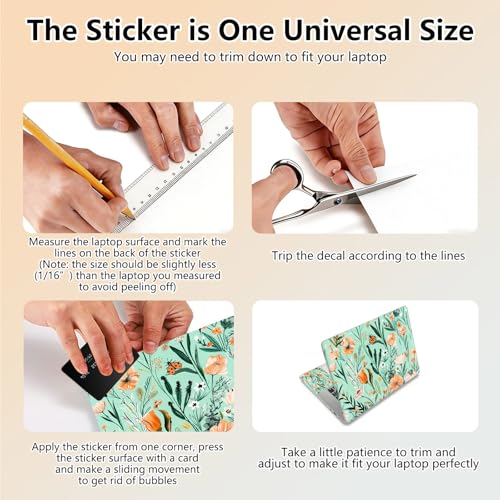 Laptop Skin Sticker Decal 15.6 Inch,12 13 13.3 14 15 15.6 in Laptop Netbook Skins for Notebook,Art Decal Removable Waterproof Scratch Resistant,Universal Vinyl Cover,Flower Plant Green - color: Flower Plant Green