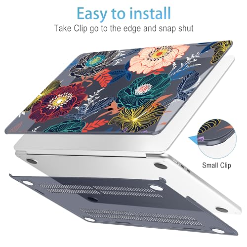 Mektron for 2026/2025/2024/2023 MacBook Air 15 INCH M5 A3448 /M4 A3241 /M3 A3114 /M2 A2941 Case, Printed Plastic Hard Shell Cover with 15.3" Liquid Retina Display Touch ID, Dahlia Flowers - color: Dahlia Flowers