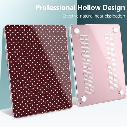 for MacBook Air 13 Inch (13.6 Inch) Case, M5/M4/M3/M2 Chip 2026 2025 2024 2023 2022, Hard Plastic Printed Cover with Screen Protector & Keyboard Cover & Dust Plugs, Burgundy Polka Dots - color: Burgundy Polka Dots