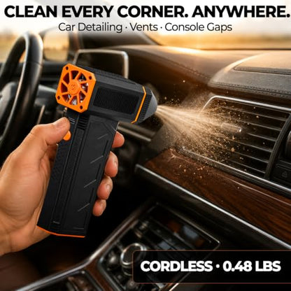 Electric Air Duster | 160,000 RPM Brushless Motor Jet Fan | Cordless Rechargeable Compressed Air Blower for PC, Keyboard, and Car Detailing (Black)