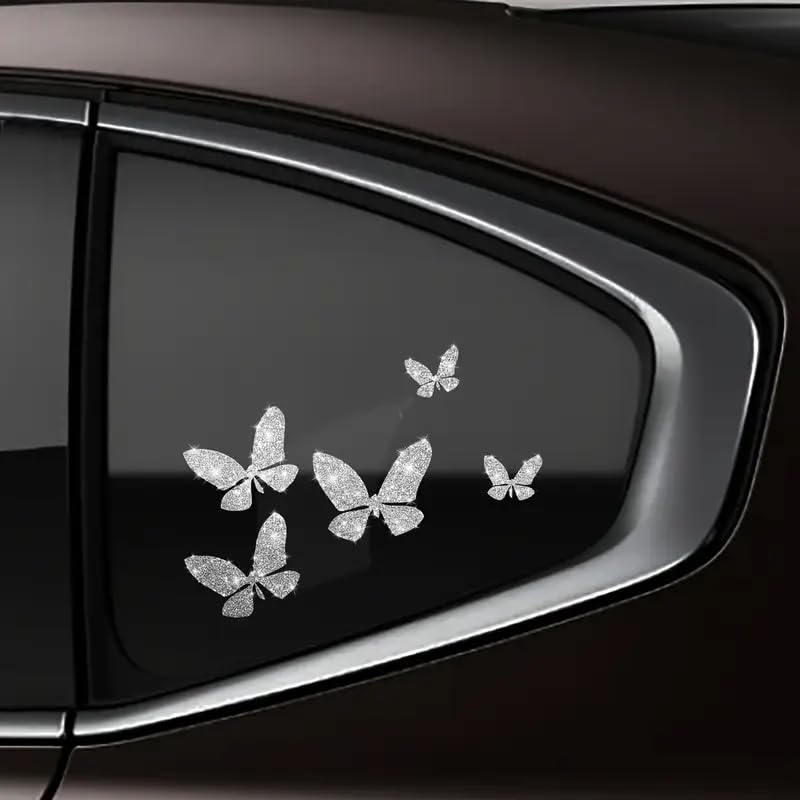 2pcs Sparkling Butterfly Sunflower Self-Adhesive PVC Rainbow Glittery Decal Sticker for Cars, Laptops, Trucks, Motorcycles Wall Window Luggage Scratch Cover Door Multi-Surface Decor Sticker