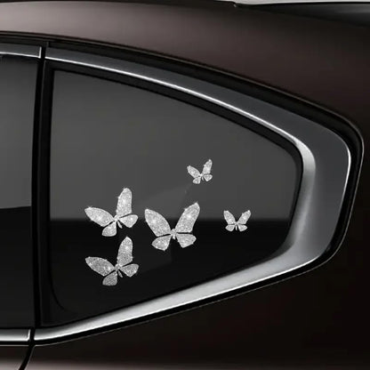 2pcs Sparkling Butterfly Sunflower Self-Adhesive PVC Rainbow Glittery Decal Sticker for Cars, Laptops, Trucks, Motorcycles Wall Window Luggage Scratch Cover Door Multi-Surface Decor Sticker