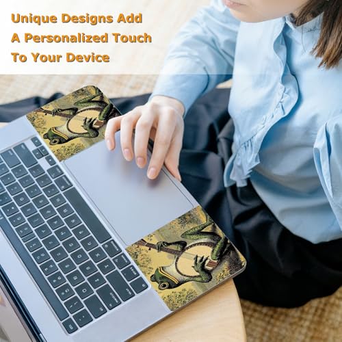 Universal Laptop Skin Sticker with 2 Wrist Pad Decals, 3-Piece Removable Vinyl Laptop Cover, Music Frog Waterproof Anti-Scratch, Easy-Trim Fit for 13.3" 14" 15.6" Laptops - color: Music Frog
