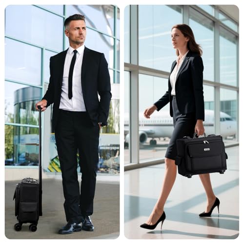 Rolling Laptop Bag 15.6 Inch, Ballistic Nylon Wheeled Briefcase for Men Women, Professional Rolling Work Bag, Underseat Carry On Business Case, 360 Spinner Wheels, Accordion File Office Bag