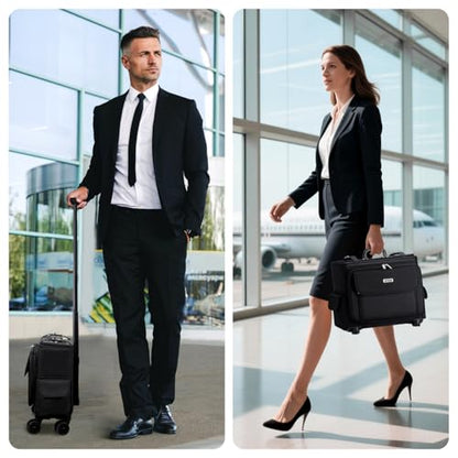 Rolling Laptop Bag 15.6 Inch, Ballistic Nylon Wheeled Briefcase for Men Women, Professional Rolling Work Bag, Underseat Carry On Business Case, 360 Spinner Wheels, Accordion File Office Bag