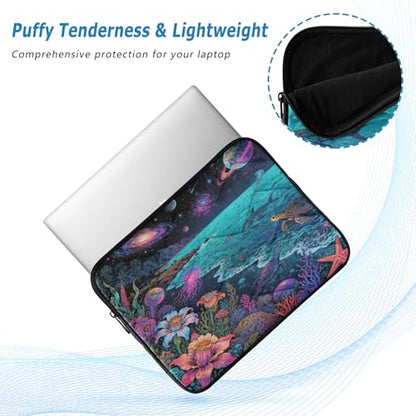 Marine and Space Padded Laptop Sleeve Case 13 Inch Soft Quilted Laptop Bag Waterproof Computer Sleeves - color: marine and space, size: Medium