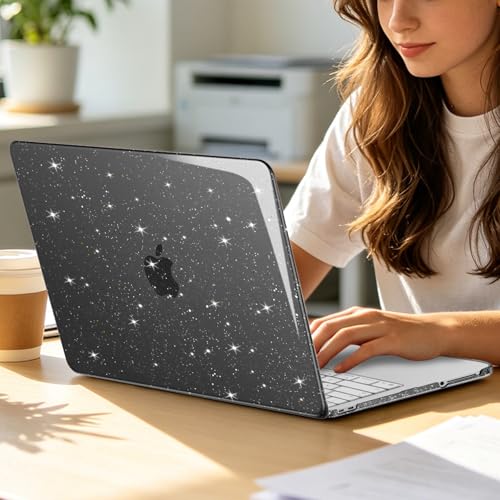 MOSISO Glitter Cover Compatible with MacBook Neo Case 13 inch 2026 Release Model A3404 with A18 Pro Chip, Crack-Resistant Protective Sparkly Hard Shell Case&Keyboard Cover&Screen Film, Black - color: Black