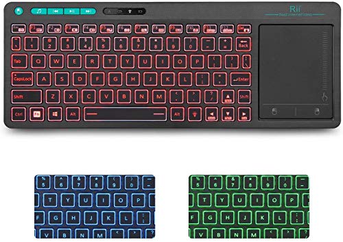 Rii K18 Plus Wireless 3-LED Color Backlit Multimedia Keyboard | Multi-Touch Trackpad Rechargable Keyboard for Android TV Box,PC,Smart TV,Xbox,Raspberry Pi, HTPC IPTV,Windows, MacOS ﻿ - style: 2.4G Version