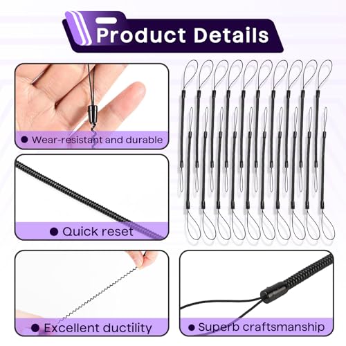 20PCS Pen Leash for Clipboard - Anti-Lose Elastic Tether, Plastic Retractable Coil Strap, Stylus Lanyard for Touchscreen, Clipboard Pen Leash & Coil Set - color: 20-PACK