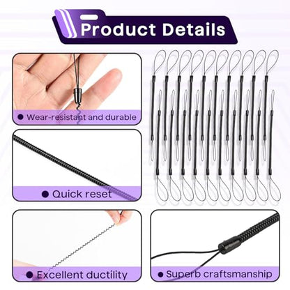 20PCS Pen Leash for Clipboard - Anti-Lose Elastic Tether, Plastic Retractable Coil Strap, Stylus Lanyard for Touchscreen, Clipboard Pen Leash & Coil Set - color: 20-PACK