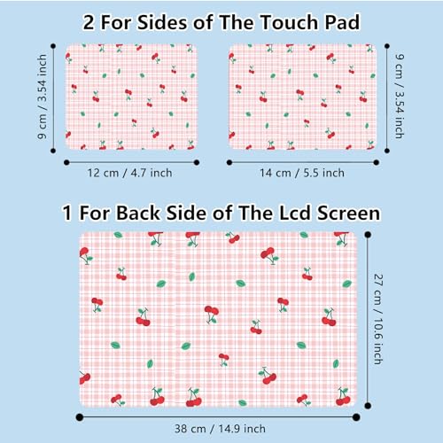 Universal Laptop Skin Sticker with 2 Wrist Pad Skins, Waterproof Scratch Resistant Vinyl Laptop Cover Decal, Cut to Fit for 11–15.6 Inch MacBook HP Dell Lenovo, Cherry Checks - color: Cherry Checks
