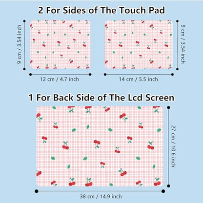 Universal Laptop Skin Sticker with 2 Wrist Pad Skins, Waterproof Scratch Resistant Vinyl Laptop Cover Decal, Cut to Fit for 11–15.6 Inch MacBook HP Dell Lenovo, Cherry Checks - color: Cherry Checks