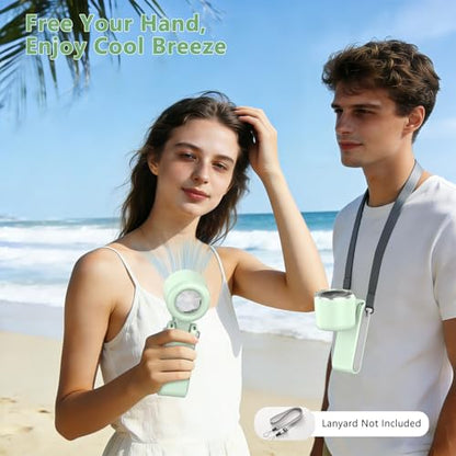 COO Portable Handheld Turbo Fan, 5-Speed Rechargeable Personal Fan | 180° Foldable 3 IN 1 Design with LED Display, Mini Desk Fan for Office, Travel & Outdoor Activities, Green - color: Green