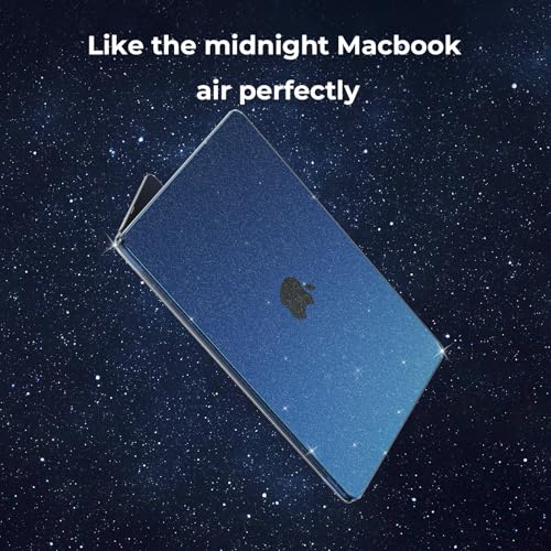 EooCoo Case for MacBook Air 15 inch M5 M4 M3 M2 2026-2023, Sparkly Midnight | Easy to Install, Sturdy, Plastic Hard Shell Case & Keyboard Cover & Screen Protector, Model: A3448 A3241 A3114 A2941 - color: Sparkly Midnight