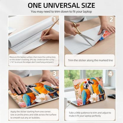 Colorful Macaw Parrots Tropical Universal Laptop Skin Sticker 3PCS, Protective Decal Trim-to-Fit 11.6" 13.3" 14" 15.6" Laptop Vinyl Cover, Removable Anti-Scratch Computer Decal Protector - color: Colorful Macaw Parrots Tropical