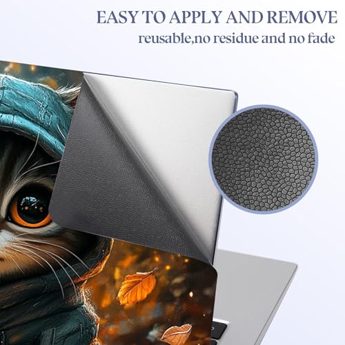 Universal Laptop Skin Sticker Decal, 15.6 Inch Laptop Vinyl Cover for 13" 14" 15.6" Laptop, Waterproof Scratch-Resistant Protector Wrap, Reusable with Wrist Pads,Hooded Lantern Cat - color: Hooded Lantern Cat