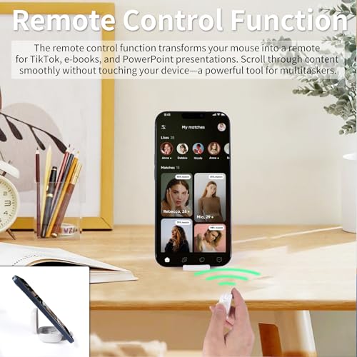 Mini Bluetooth Wireless Mouse Dual Mode Finger & Ring Touchpad Design, Rechargeable with Charging Case for PC, Laptops, Tablets & Smartphones – Ideal for Remote Control, Page Turning,Travel (White) - color: White