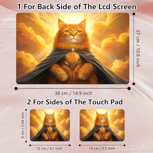 Laptop Skin Sticker Decal 12" 13" 13.3" 14" 15" 15.6",Waterproof Scratch Resistant Vinyl,Reusable Easy to Apply,for MacBook HP Dell Notebooks Netbooks Laptop,2 Wrist Pads,Cute Orange Cat - color: Cute Orange Cat