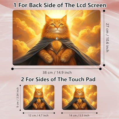 Laptop Skin Sticker Decal 12" 13" 13.3" 14" 15" 15.6",Waterproof Scratch Resistant Vinyl,Reusable Easy to Apply,for MacBook HP Dell Notebooks Netbooks Laptop,2 Wrist Pads,Cute Orange Cat - color: Cute Orange Cat