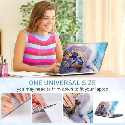 12.1-15.6 Inch Laptop Skin Decal, Universal Reusable Vinyl Laptop Cover Sticker, Waterproof Art Decal Protector in Colorful Marble - color: Colorful Gold Marble