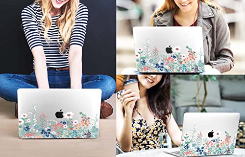 CISSOOK Compatible with MacBook Pro 13 inch Case M1 M2 A2338 A2289 A2251 | 4in1 Set Protective Hard Case Floral Cover with Keyboard Cover for MacBook Pro 13 2020-2025, Green Wildflowers - color: Pro13inch-Green Wildflowers