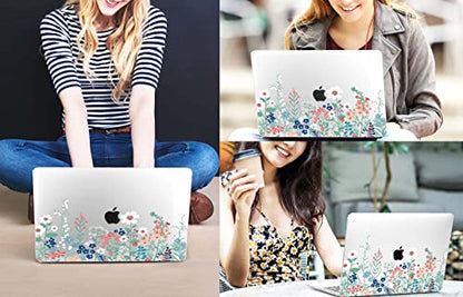 CISSOOK Compatible with MacBook Pro 13 inch Case M1 M2 A2338 A2289 A2251 | 4in1 Set Protective Hard Case Floral Cover with Keyboard Cover for MacBook Pro 13 2020-2025, Green Wildflowers - color: Pro13inch-Green Wildflowers