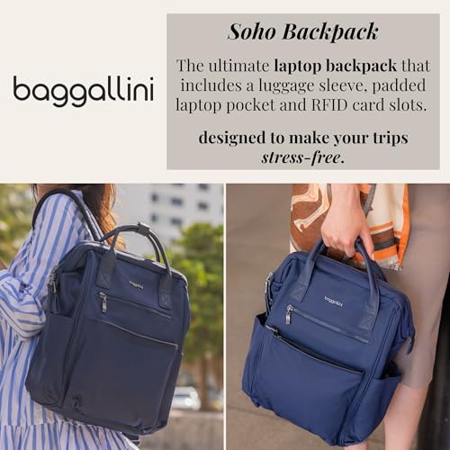 Baggallini Soho Backpack - Travel Laptop Backpack for Women - Lightweight Water-Resistant Luggage Bag, French Navy - color: French Navy