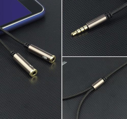Mepsies Headphone Splitter, 3.5mm Aux Plug to Dual Jack Headset Mic Adapter | Stereo Audio Microphone Y Splitter Extension Cable for Laptop, Smartphone, Tablet, Headset, Speaker and More