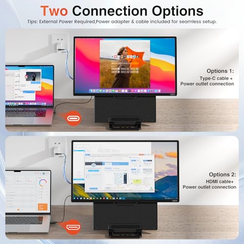 24" Large Portable Monitor, 1080P FHD 100Hz IPS Monitor, Height-Adjustable & Rotatable Screen(Horizontal/Vertical), Built-in Speakers, Requires Wall Outlet, Travel Monitor for Laptop / MacBook / PC