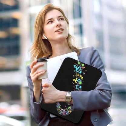 Laptop Sleeve Bag 15.4 15.6 Inch,Colourful Music Note Black Protective Polyester Computer Cases Laptop Cover Briefcase Bag Tablet Travel Cover - color: LPS-008