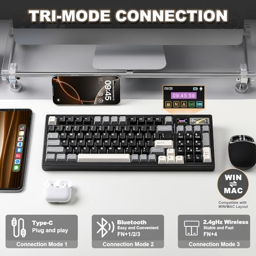 YUNZII IF99 96% Wireless Mechanical Keyboard (Black, Gateron Zero Switch) | QMK/VIA Keyboard with LCD Display,Custom Magnetic Badge,8000mAh Battery,Hot Swap Gasket,RGB,for Gaming/Mac/Win - color: Black, size: Gateron Zero Switch