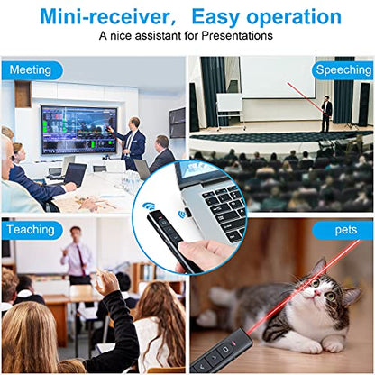Wireless Presenter Remote, Presentation Clicker with Hyperlink & Volume Remote Control PowerPoint Office Presentation Clicker for Keynote/PPT/Mac/PC/Laptop(Battery Included) - style: USB-Black