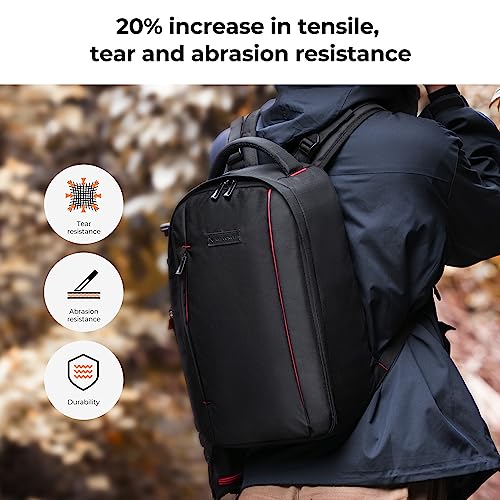 K&F CONCEPT Camera Backpack, Lightweight 16L with Laptop Compartment | 16L Lightweight, 180 Degree Open, Custom Dividers, with 14in Laptop Compartment & Tripod Holder, for Canon/Nikon/Sony, B08 - style: 03-black-red