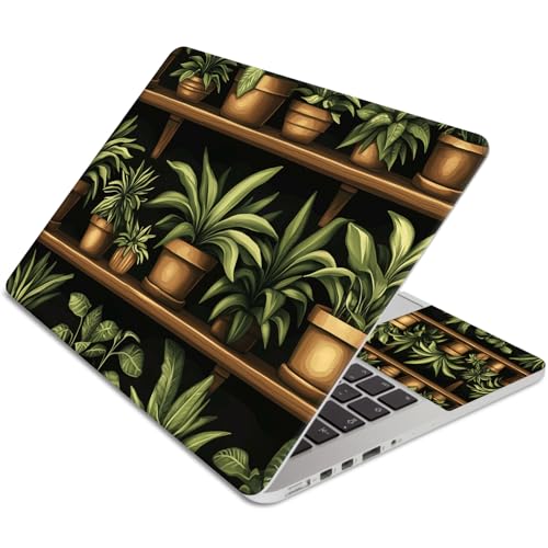 15.6 Inch Laptop Skin Sticker, Reusable Vinyl Cover Protector with 2 Wrist Pad Skins, Removable Waterproof Scratch-Resistant for 12-15.6 Inch Laptop Notebook,Potted Plants On Shelves - color: Potted Plants On Shelves