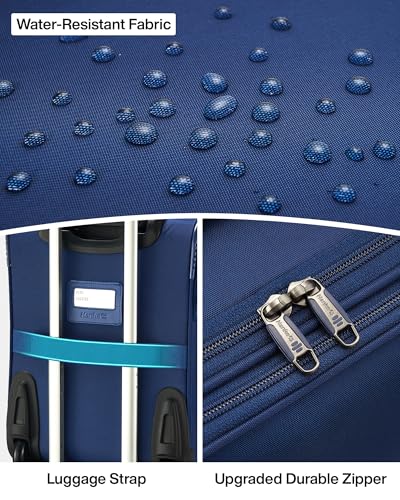 Hanke Underseat Carry On Luggage with Wheels, 17 Inch Rolling Bag, Blue | Fits 15.6 Inch Laptop, Shoe Bag Included, Small Suitcase, Softside, Trolley Sleeve, Water-Resistant, 30L Personal Item - color: Blue, size: 17 Inch Underseat Plus