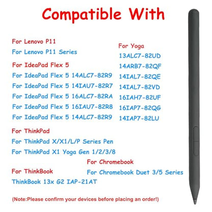 Stylus Pen for Lenovo Yoga WE05, US501, US502 (4X81Q95846), Compatible with Lenovo Touchscreen Laptop, 300/500 Series, Chromebook Duet 3/5, ThinkPad P/X1, IdeaPad Flex(Black) - color: Black