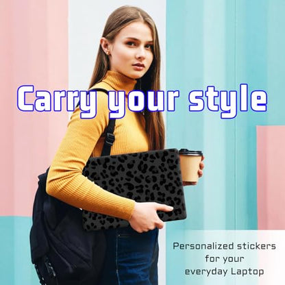 Universal Laptop Skin Sticker Decal, Compatible with MacBook HP Dell Lenovo 12"-15.6", Reusable Vinyl Notebook Cover 3PCS Set, High-Recognition Film-Black Leopard Panther Cheetah Print - color: Black Leopard Panther Cheetah Print