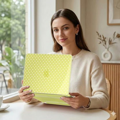 MEEgoodo Printed Case for New MacBook Neo 13 Case inch 2026 Release Model A3404, Laptop Hard Shell with Keyboard Cover & Screen Protector & USB-C Adapter, Citrus & White Polka Dots - color: Citrus & White Polka Dots