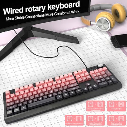 Wired RGB Gaming Membrance Keyboard. 100 Percent Mini Creamy LED Computer Keyboard .Small Ergonomic Clicky Teclado with ABS Backlit Unreplaceable Keycaps. for PC Laptop MAC Gamer. (Green) - color: Green